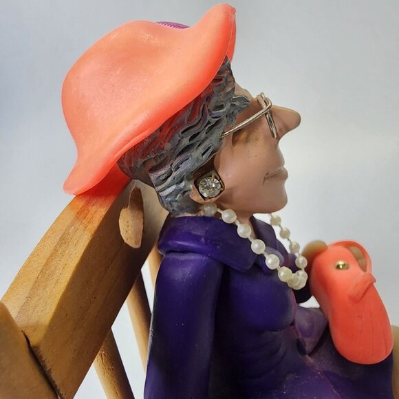 Diana Manning Limited Edition Shelf Sitter Old Church Lady Purple Dress Pearls - Picture 8 of 13